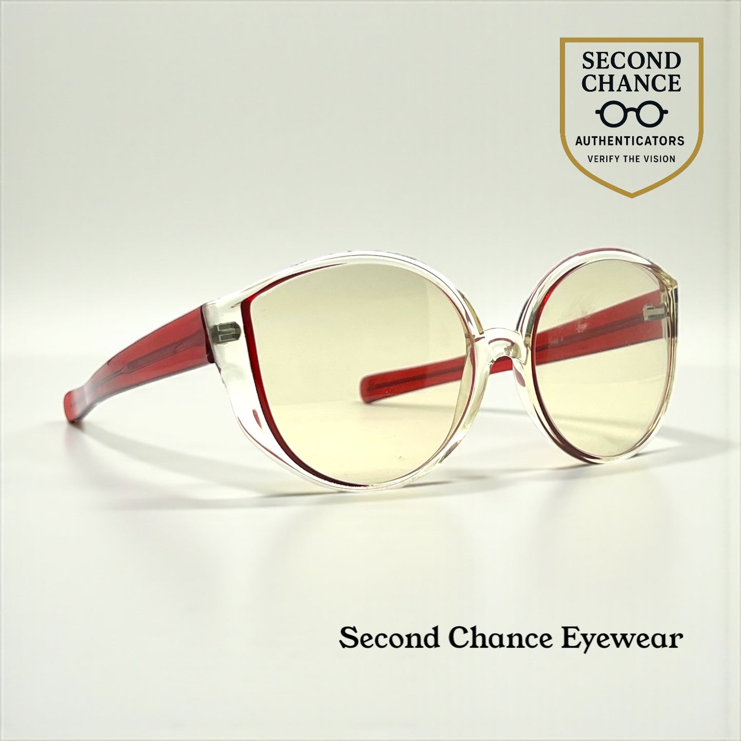Luxottica Clear Red VINTAGE Sunglasses Unworn-w/New Custom Day/Night Lenses