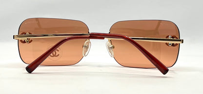 Chanel 4017-D Rimless Shield Sunglasses Swarovski CC-Unworn/Y2K Vintage-Italy