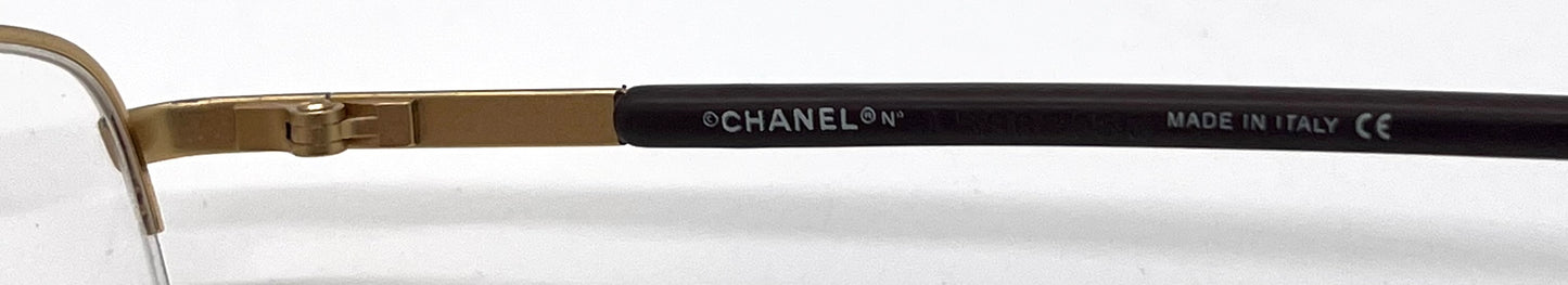 Chanel Gold Semi-Rimless Vintage-Eyeglasses 50-19 Unworn Italy