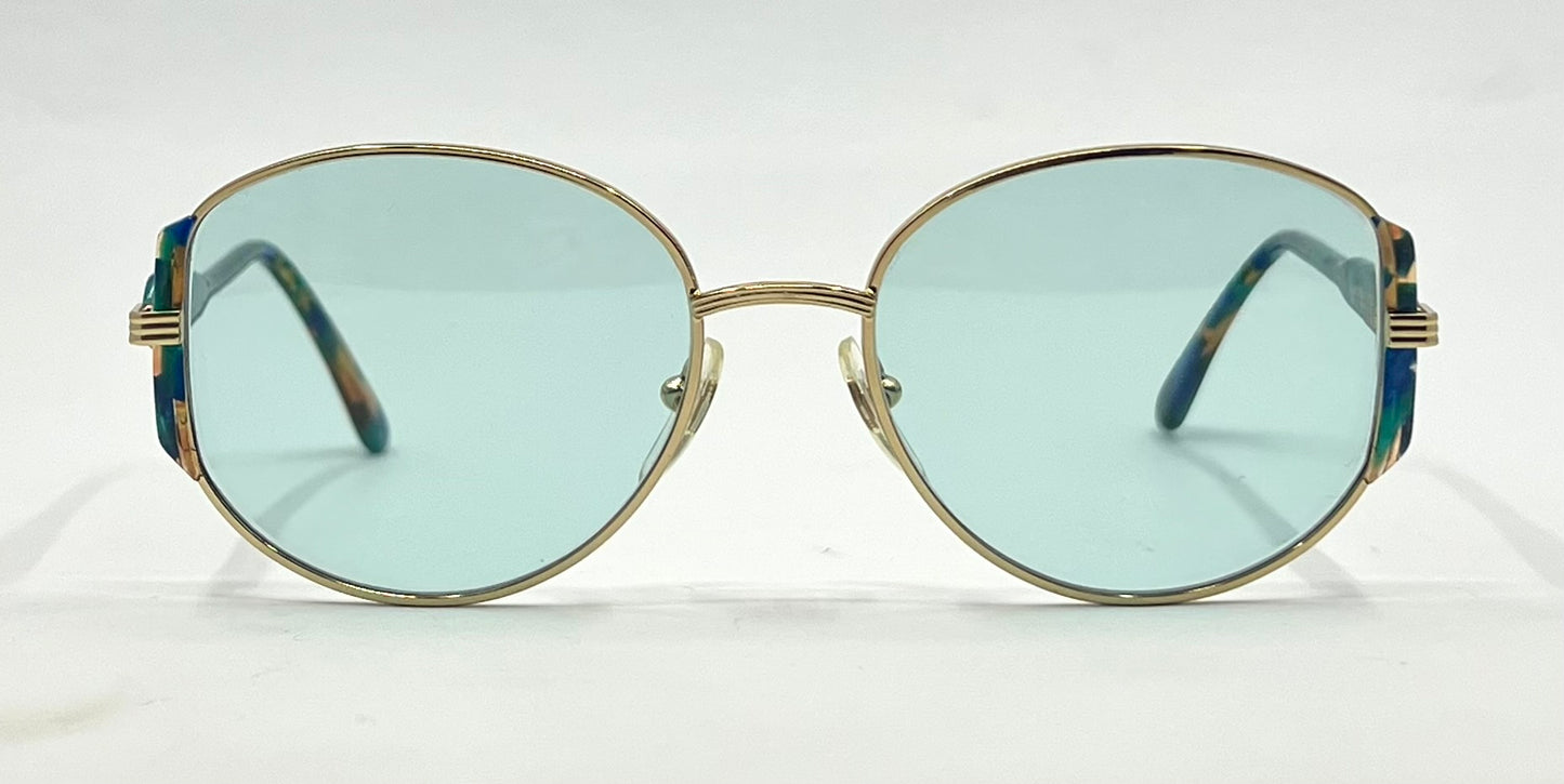 Maurice St Michel Vintage Italian Sunglasses-New Solid  Aqua Custom Tinted Lenses