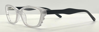 Menizzi MA3026 COL.01 Eyeglasses – Clear Textured / Black Temples – 50mm