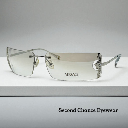 Versace N29/H 030/539 VINTAGE Rimless Shield Sunglasses-Deadstock/Collectible -UNWORN-Italy