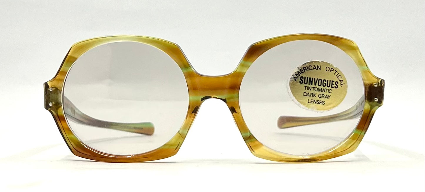 American Optical SunVogues HEX O Deadstock Tintomatic Dark Gray Lenses