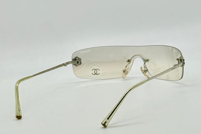Chanel 4086 C.124/6Y Vintage Shield Sunglasses – Deadstock/Unworn-Camellia Silver