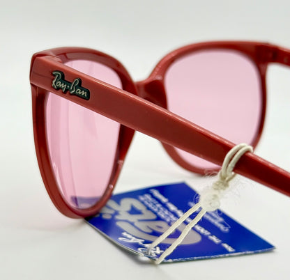 Ray-Ban CATS 1000 Red 1980s-B&L Changeable Rose Lenses-Vintage-France-UNWORN