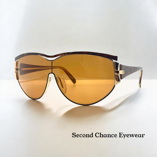 NINA RICCI NR3017 C.321 0166 Vintage Shield Sunglasses-Gold/Brown-Deadstock