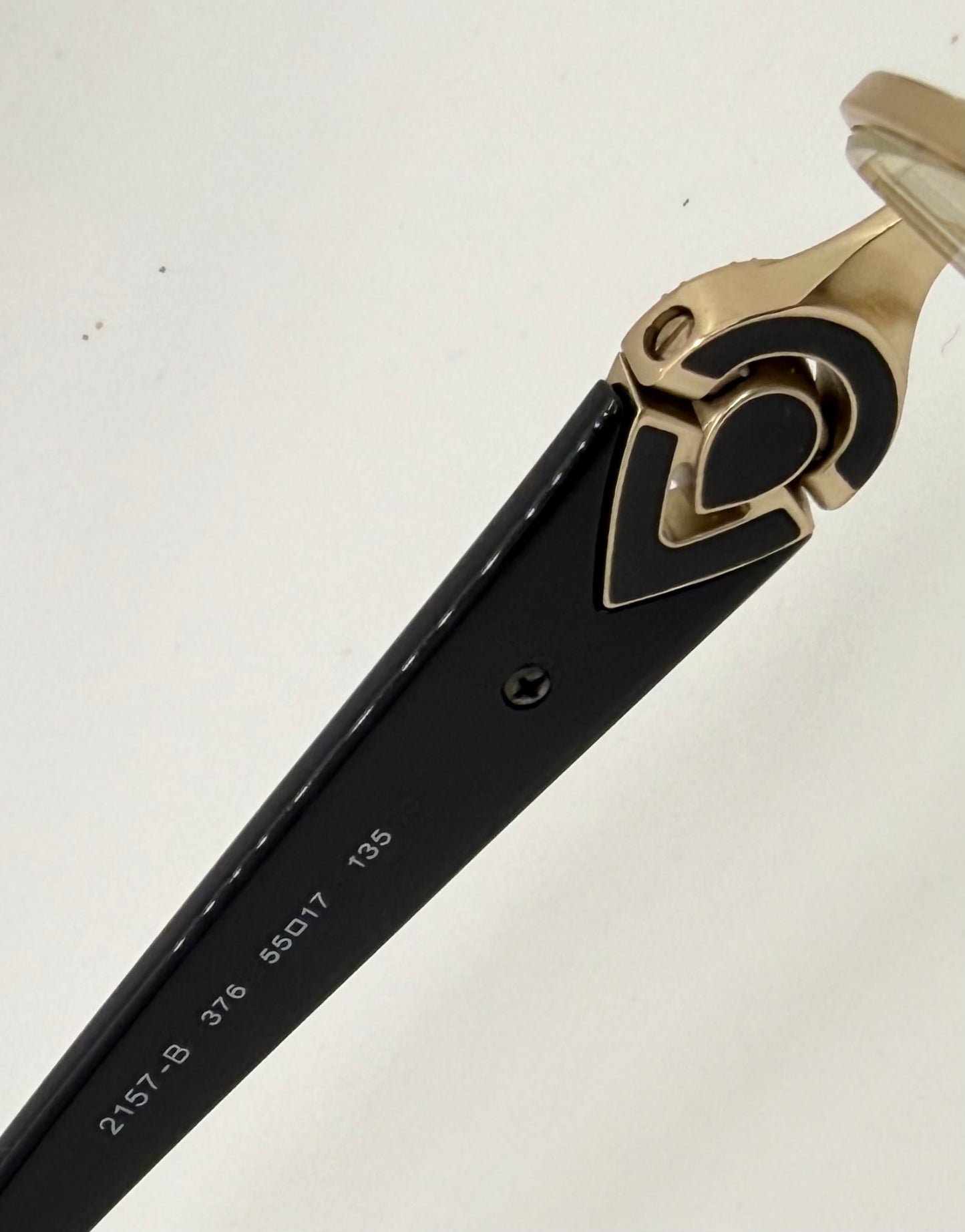 BVLGARI BB2157-B 376 Optical Frames Half Rim Gold Black Italy 55-17-135 w/ Case