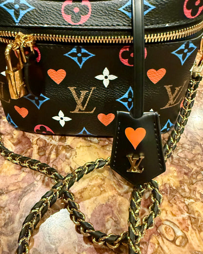 Louis Vuitton - Game On Vanity PM Black Multicolor Hearts Chain Bag Lock LV