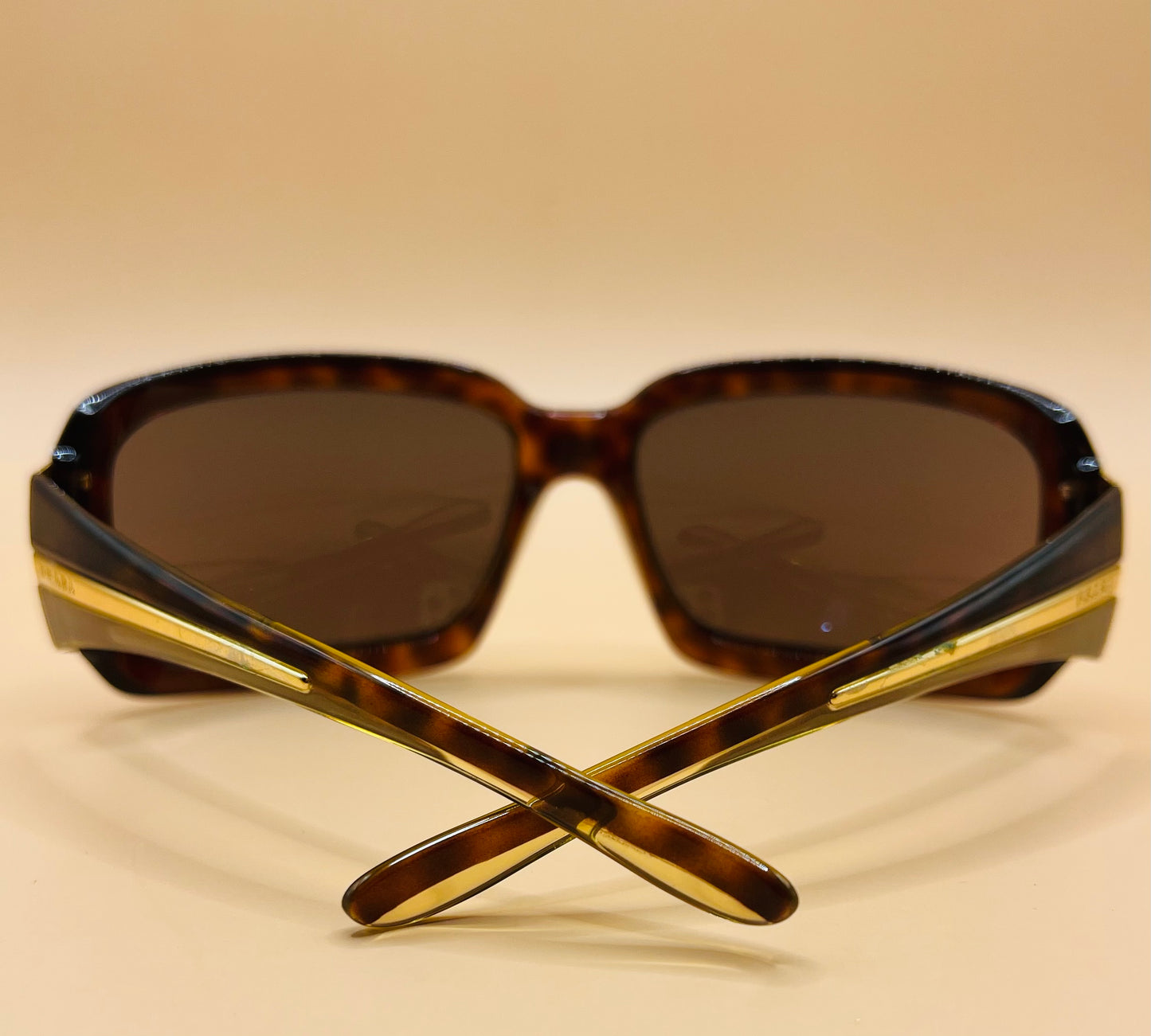 PRADA ITALY SPR 01H 61[]16 2AU-5G1 115 BROWN TONE SHINY TORTOISE WRAP SUNGLASSES-REFURBISHED