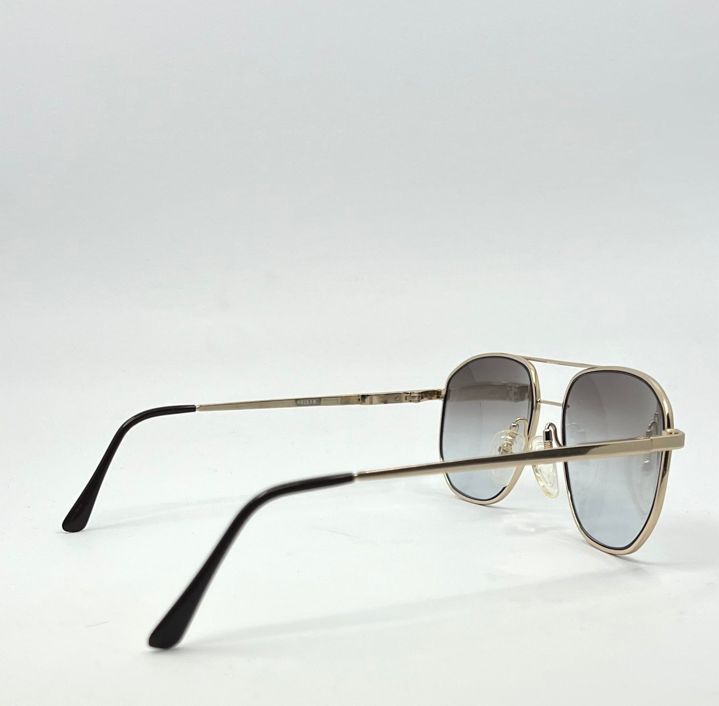 Studio 123-R-Flex Gold Vintage Aviator Sunglasses w/New Grey Gradient Custom Lenses-Deadstock