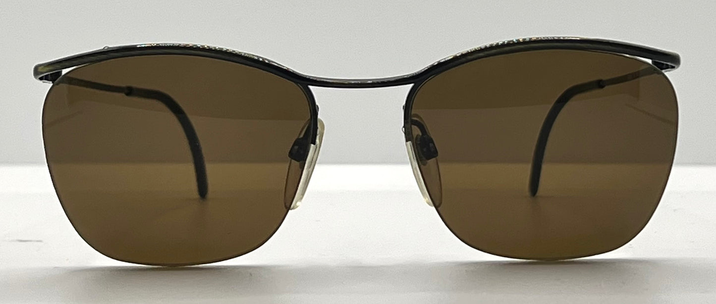 Metalflex LG Vintage Sunglasses-Half Rim Wire Frame-Brown Lenses-Italy-55mm
