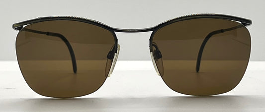 Metalflex LG Vintage Sunglasses-Half Rim Wire Frame-Brown Lenses-Italy-55mm