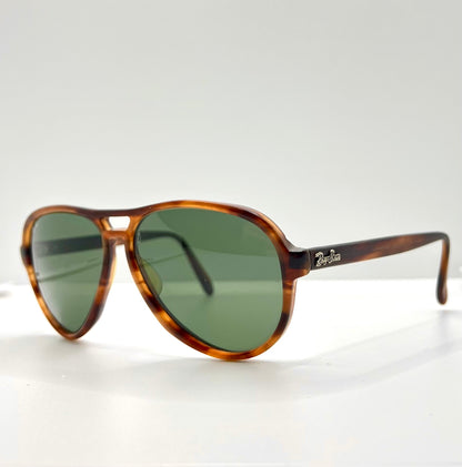 B&L Ray-Ban Vagabond Vintage Sunglasses 58mm-Tortoise Aviator-Etched B&L Lenses