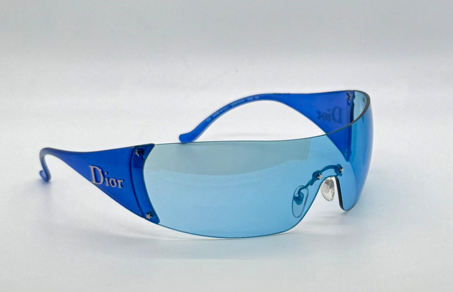 Christian Dior Golf W08 Blue Shield Sunglasses Italy Safilo Y2K Full Kit