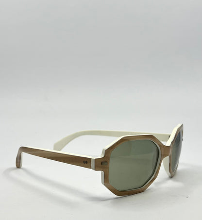 Vintage Bonjour Cool-Ray® Polaroid® 160 Octagonal Sunglasses – White/Woodgrain – Preloved