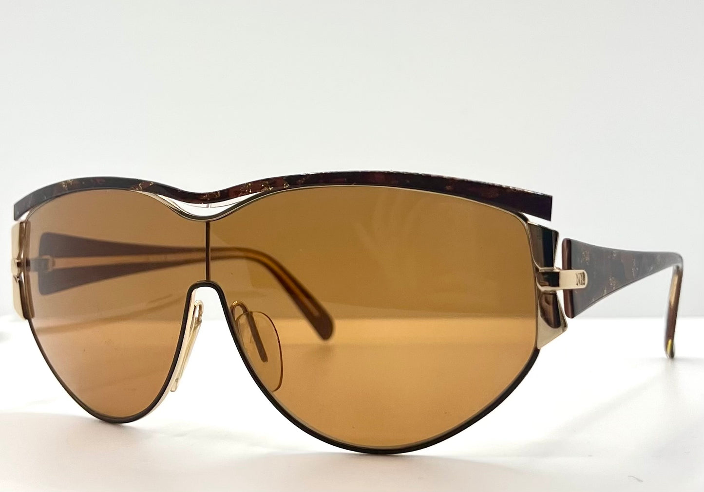 NINA RICCI NR3017 C.321 0166 Vintage Shield Sunglasses-Gold/Brown-Deadstock