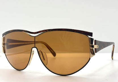 NINA RICCI NR3017 C.321 0166 Vintage Shield Sunglasses-Gold/Brown-Deadstock