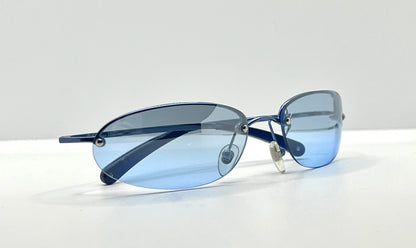 Christian Dior Minimotard 56B Blue Oval Rimless Sunglasses-Vintage Y2K-Unworn