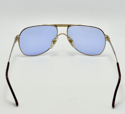 Vintage New/Deadstock Christian Dior 2553 41 Gold Plated Sunglasses with Custom Sky Blue Day/Night Lenses