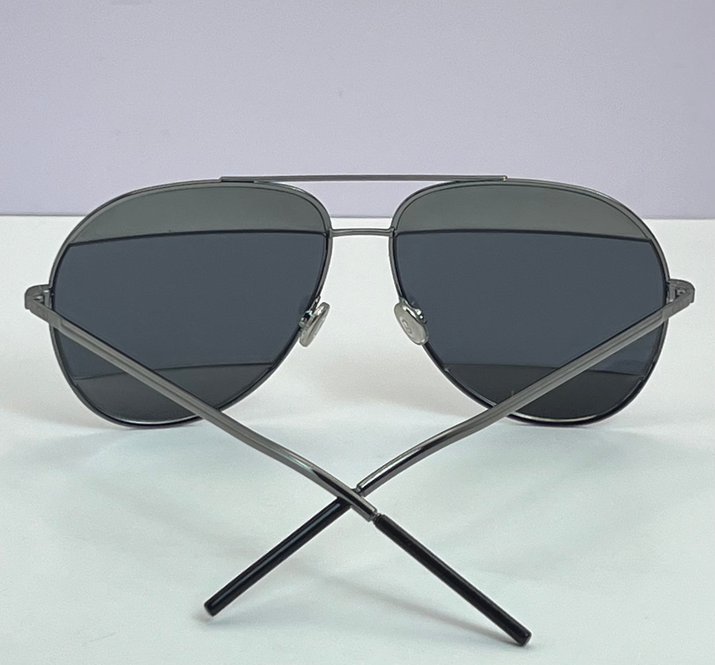 Christian Dior SPLIT 1 Aviator Sunglasses-Gunmetal Frame with Grey/Blue Lens Combo