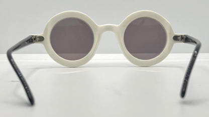 A.J. Morgan White Round Sunglasses Made in Italy – Pre-Owned, Iconic Mod Look