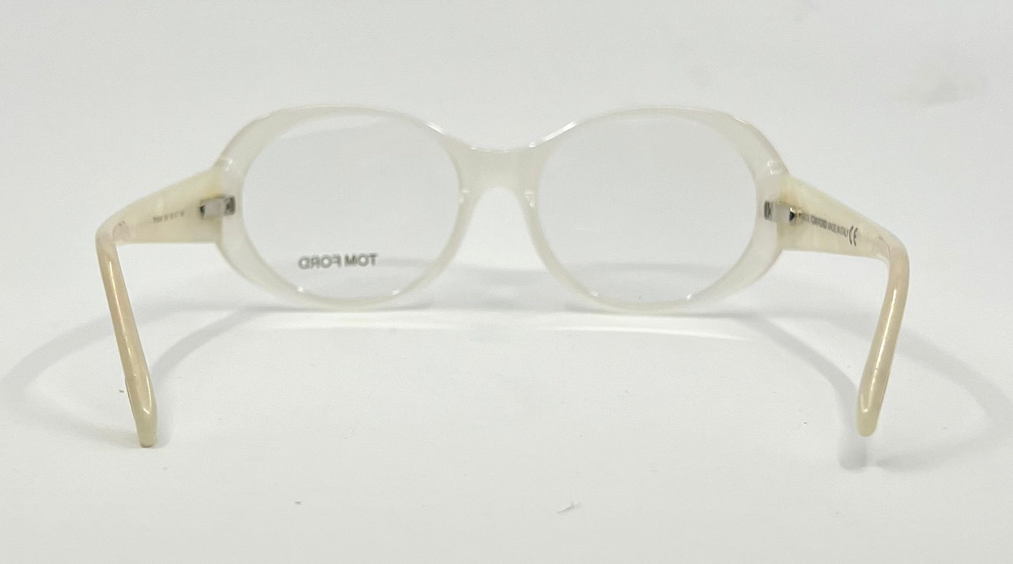 Tom Ford TF5246 024 Ivory Pearl Oval Eyeglasses 53-17-140 Italy Deadstock
