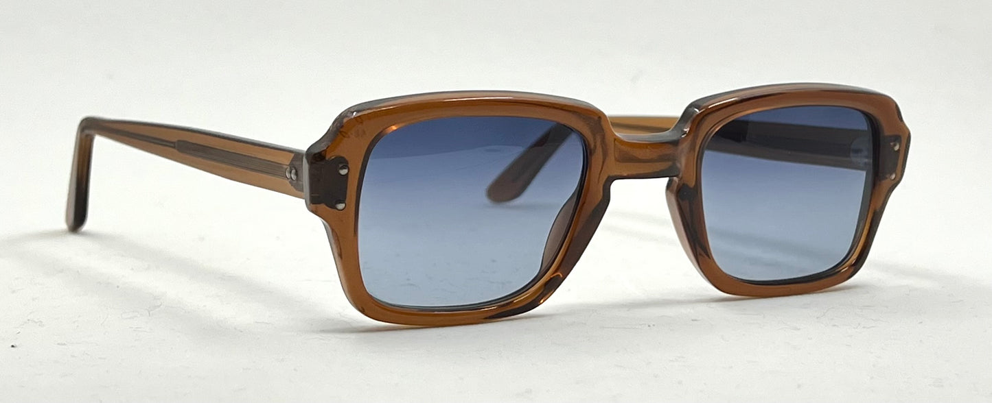 USS 46-24 VINTAGE Military Frames-New Gradient Blue Second Chance Customs Lenses