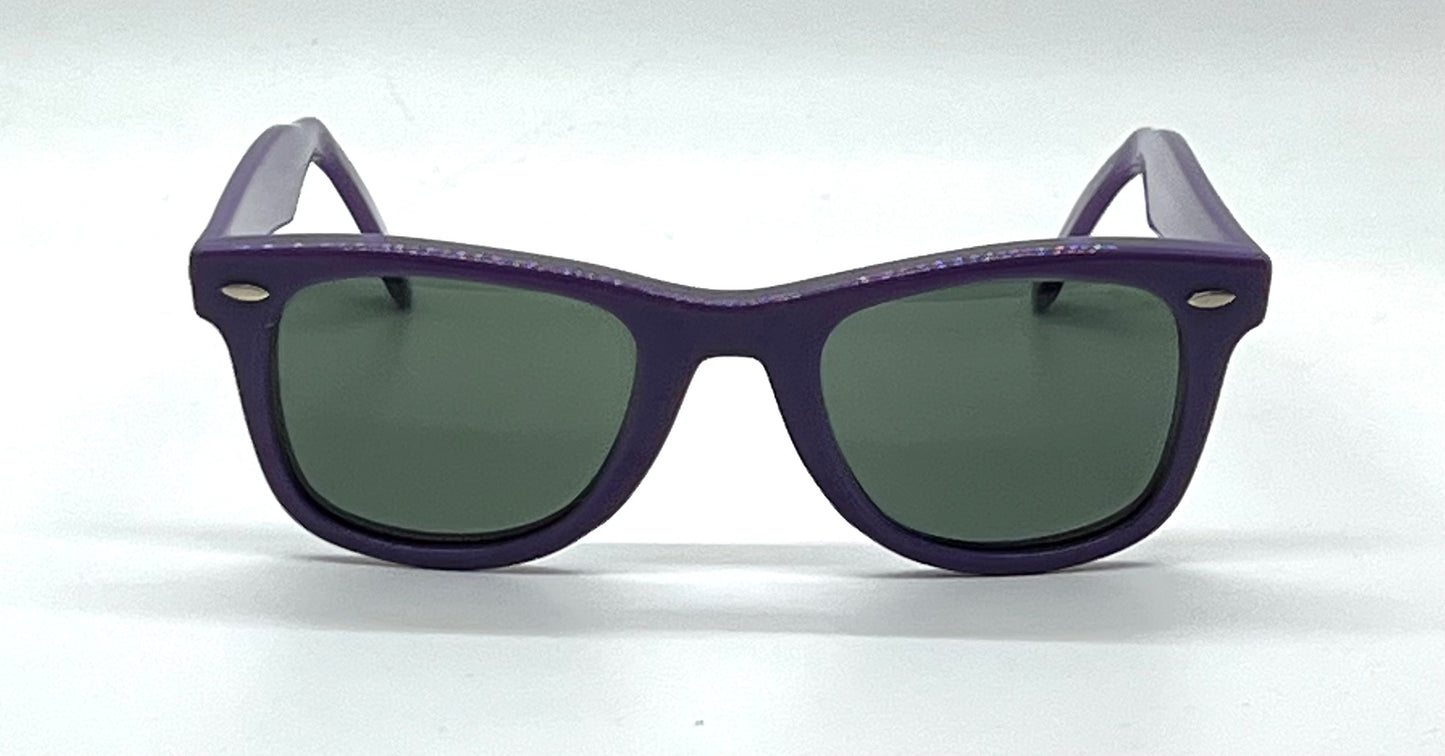 Vintage Handmade USA Purple Acetate Sunglasses Original B&L Green Lenses NOS
