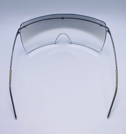 Chanel 4045 c.124/57 Vintage 2000s Shield Sunglasses-Silver Metal, Grey to Clear Gradient lens