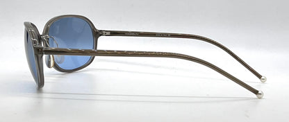 CHANEL 5040-H Smoky Brown Blue Lens Pearl Tip Sunglasses UNWORN Made in Italy
