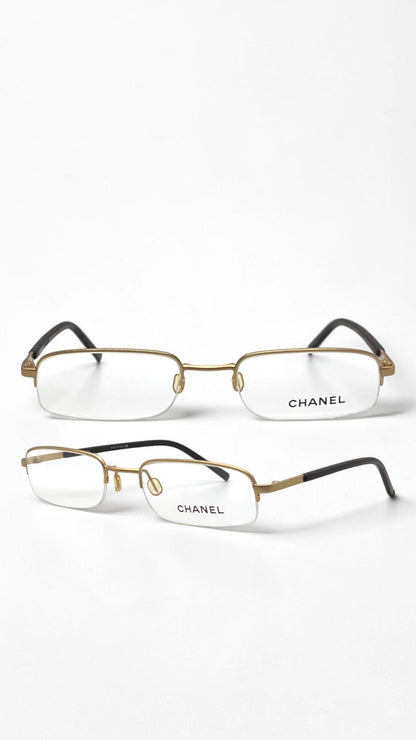 Chanel Gold Semi-Rimless Vintage-Eyeglasses 50-19 Unworn Italy