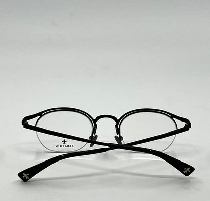 Seraphin Duval 8523 Eyeglasses Titanium Black 47-22-145/Handmade Japan-New
