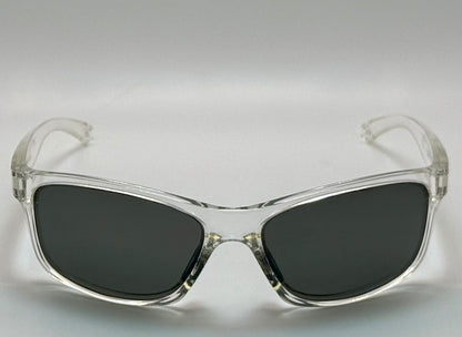 Vintage Revo HARNESS Polarized Sunglasses-Crystal Clear Frame w/New Dark Grey Polarized Lenses