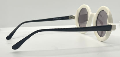 A.J. Morgan White Round Sunglasses Made in Italy – Pre-Owned, Iconic Mod Look