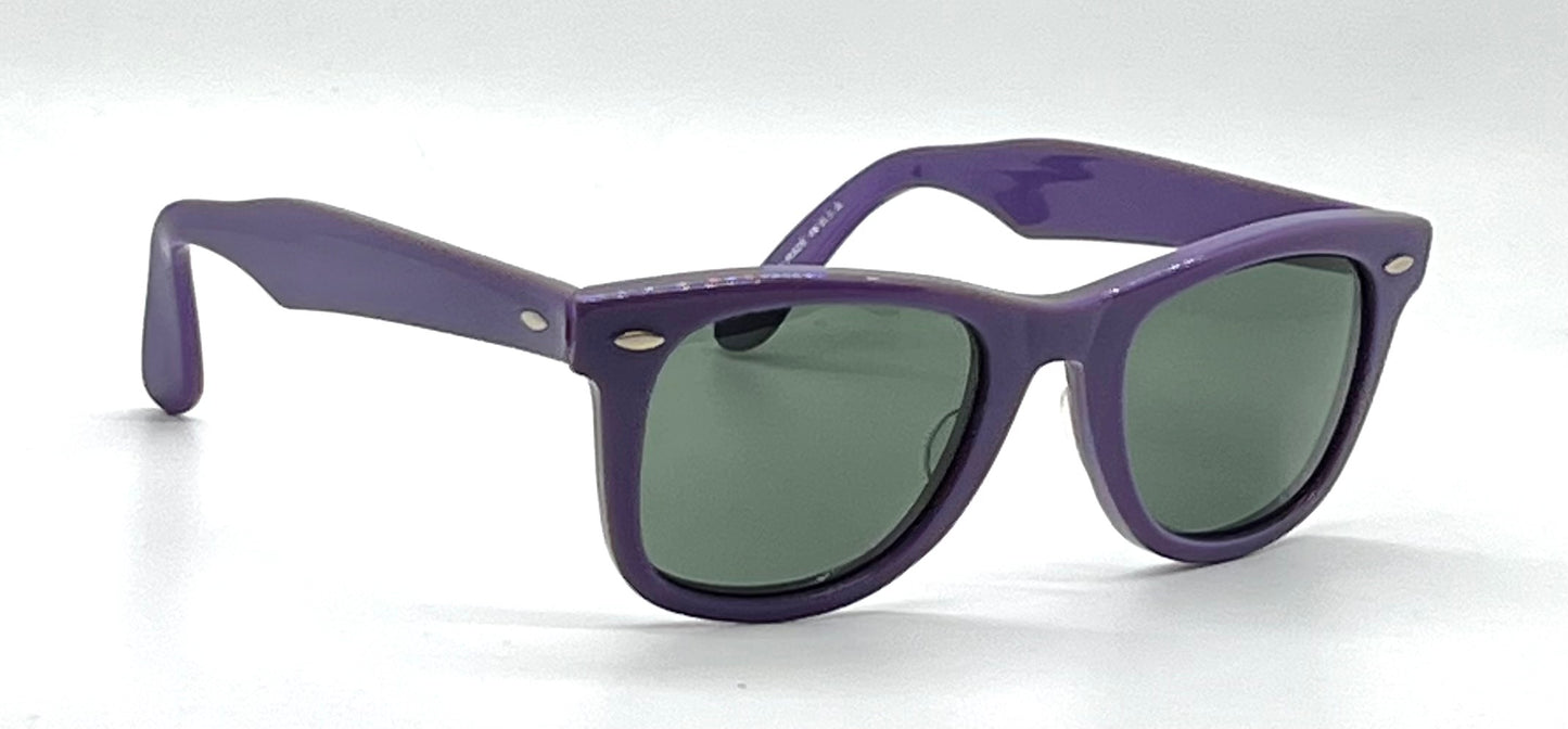 Vintage Handmade USA Purple Acetate Sunglasses Original B&L Green Lenses NOS