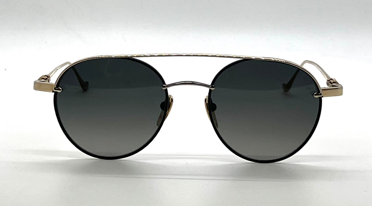Chrome Hearts Bubba-A Black Gold Titanium ZEISS Aviator Sunglasses Case Cloth Japan