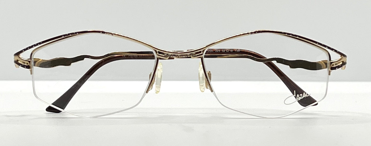 CAZAL 446 COL. 225 Vintage Eyeglass Frame-Made in Germany-Gold & Bronze Wire Semi-Rimless