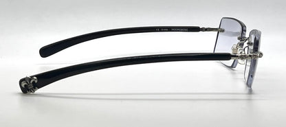 Chrome Hearts VELVEDERE SS-WEB-Vintage Rimless Wood Temple-New Custon Blue Zero Lenses