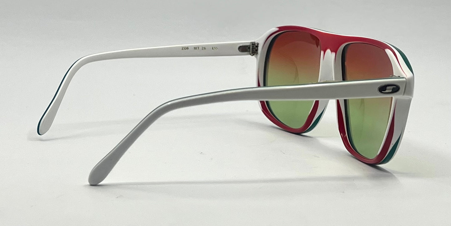 Safilo HIT 26 VINTAGE White Sunglasses-New Red/Green CUSTOM Gradient Lenses
