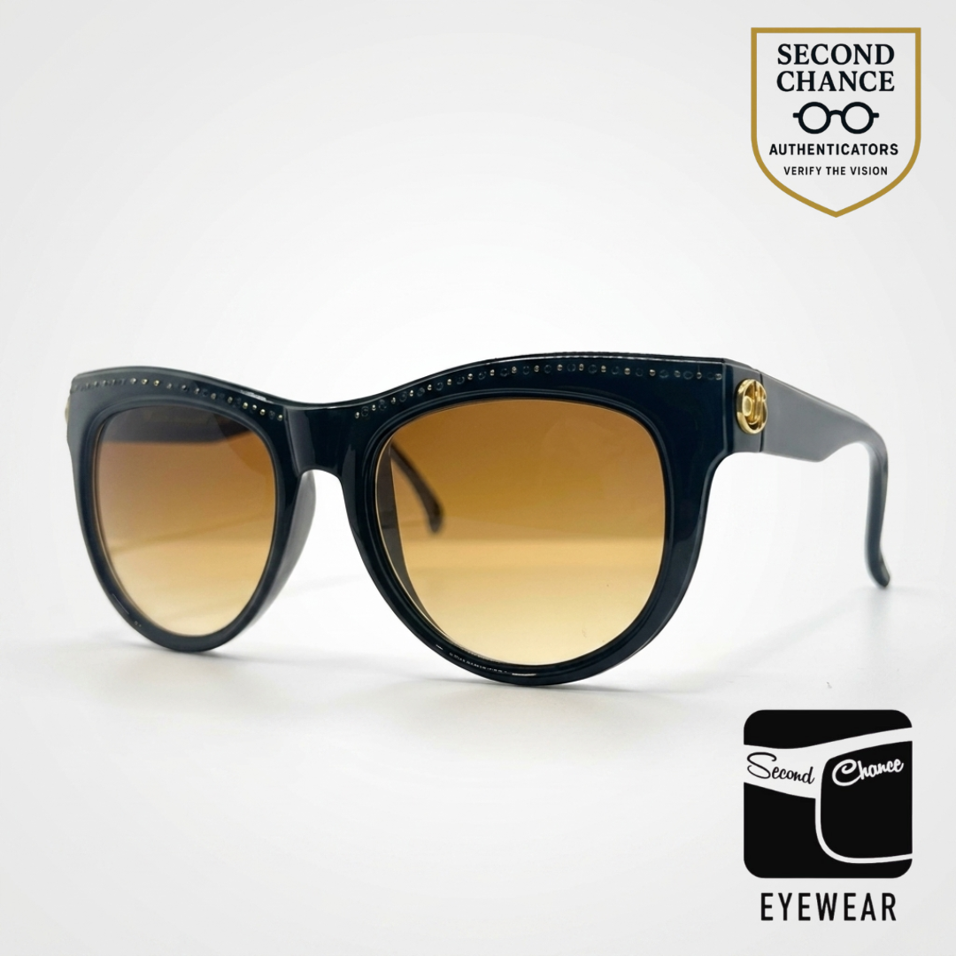 1960S French Cat-Eye Vintage Sunglasses-Black W|Micro-Crystals-Deadstock-France