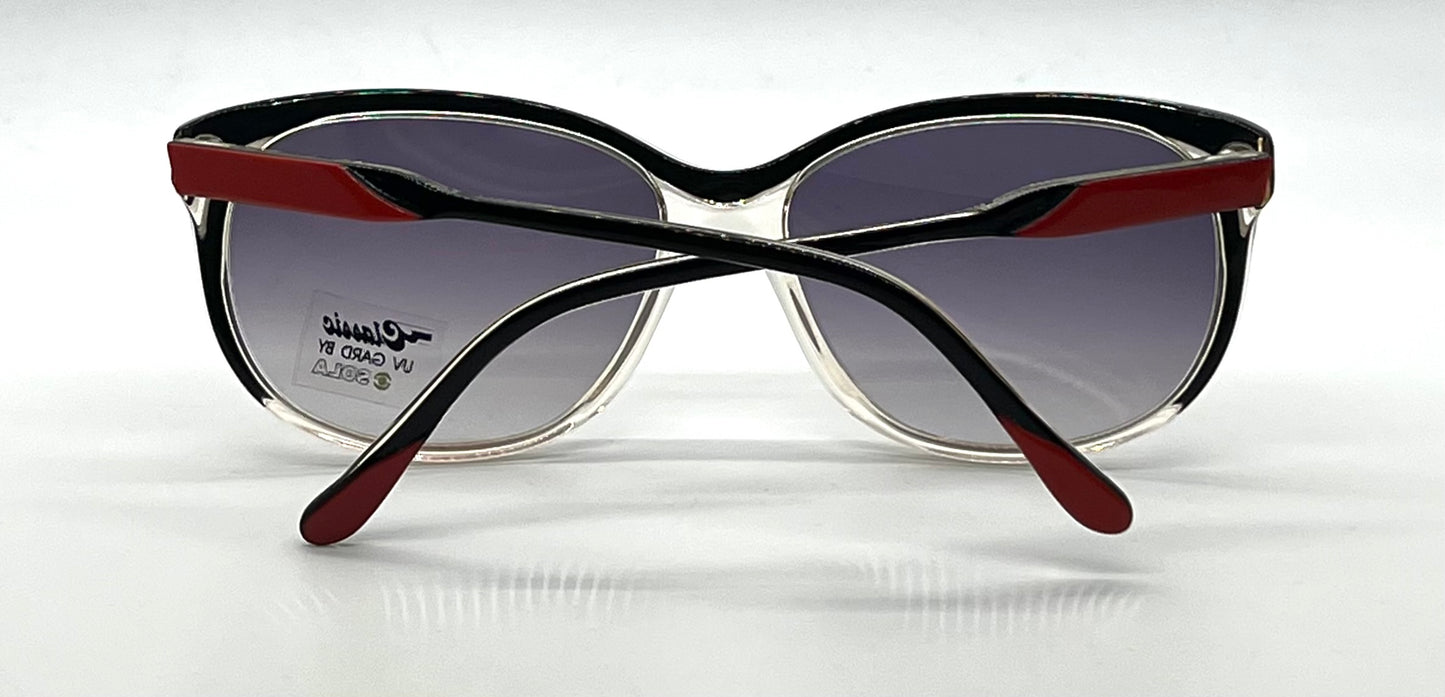 Elegante Mademoiselle V Vintage Sunglasses-Red/Black Unworn/NOS-France