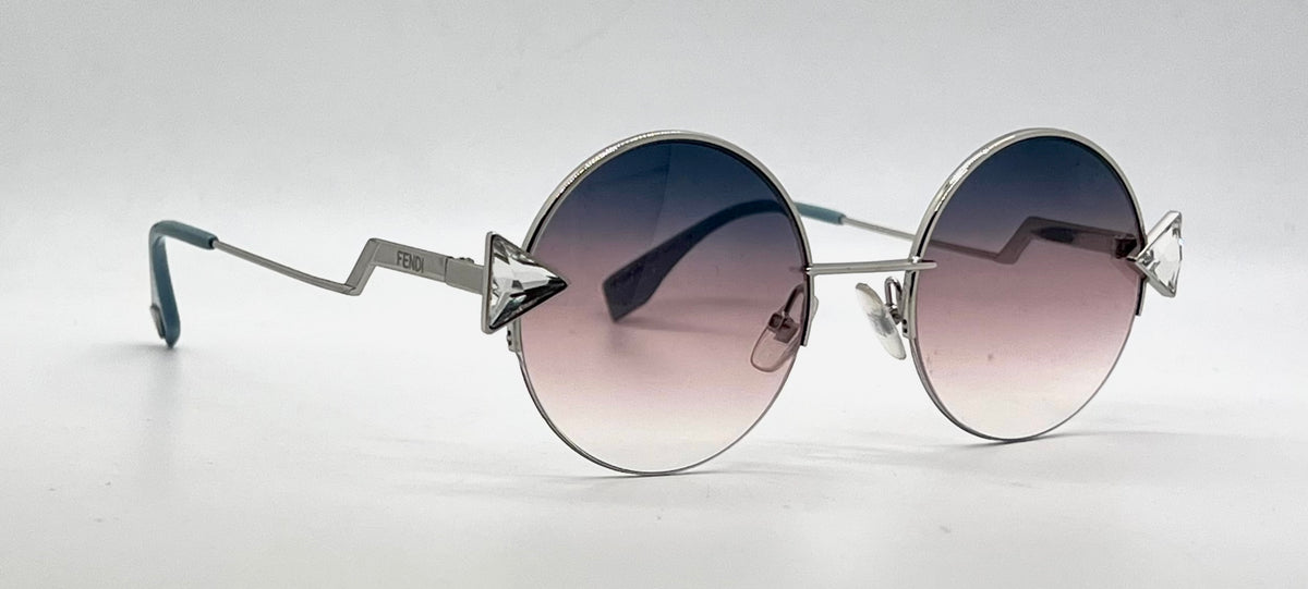 Fendi FF 0243/S RAINBOW Crystal Round Sunglasses Blue Pink Gradient Unworn Italy