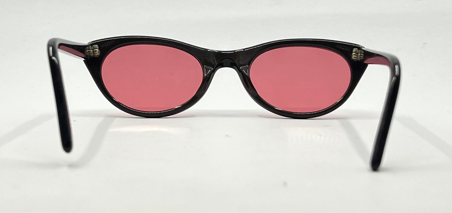 LIBERTY USA Vintage Cat Eye Sunglasses-New Rose Tinted Custom Lenses 1950s