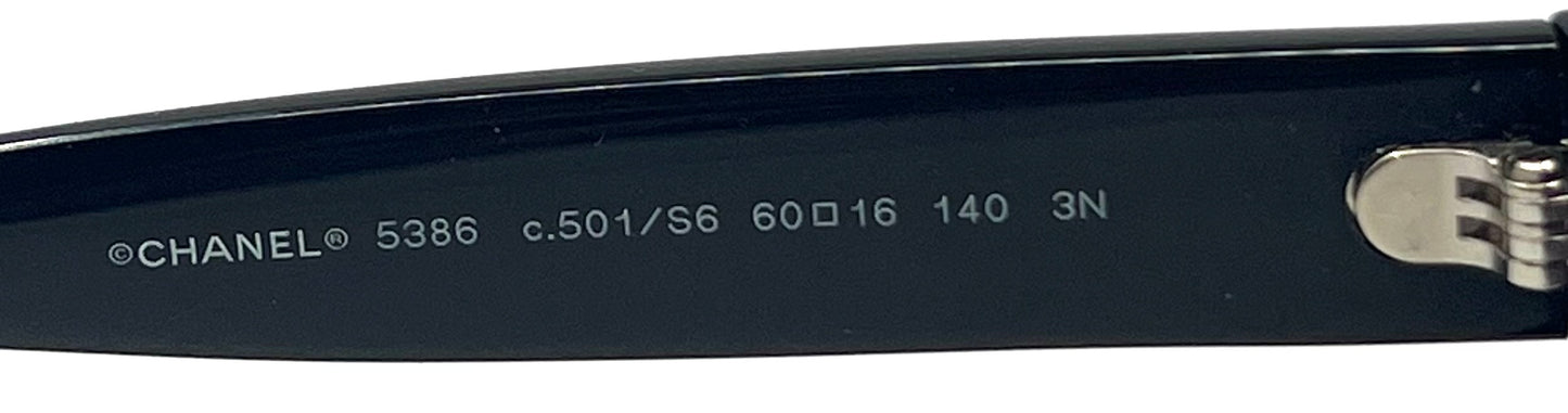 Chanel 5386 Black CC Logo Sunglasses 60-16 Italy Gradient Lens Unworn