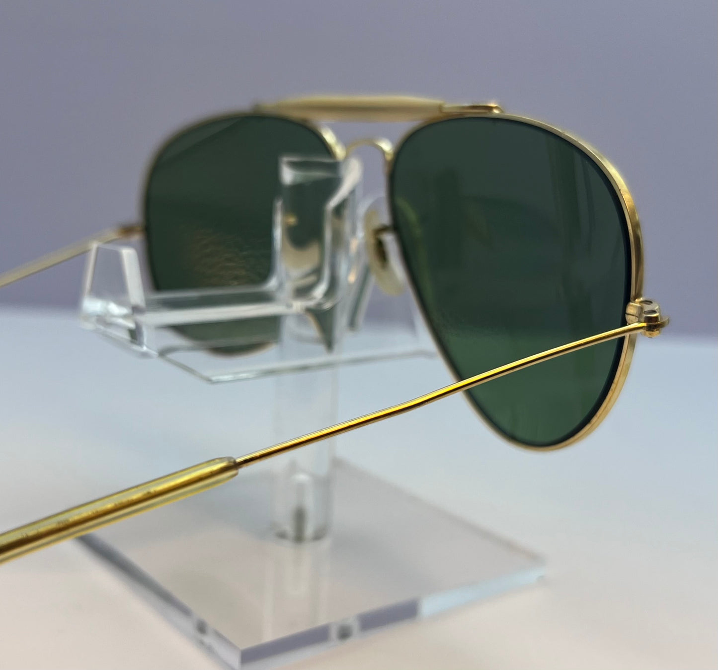 Vintage B&L RayBan Aviator Sunglasses w/Case-B&L Green Tempered Glass Lenses-USA