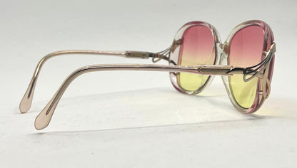 Luxottica Vintage Oversized Sunglasses-with New Rose/Lemon Custom Lenses