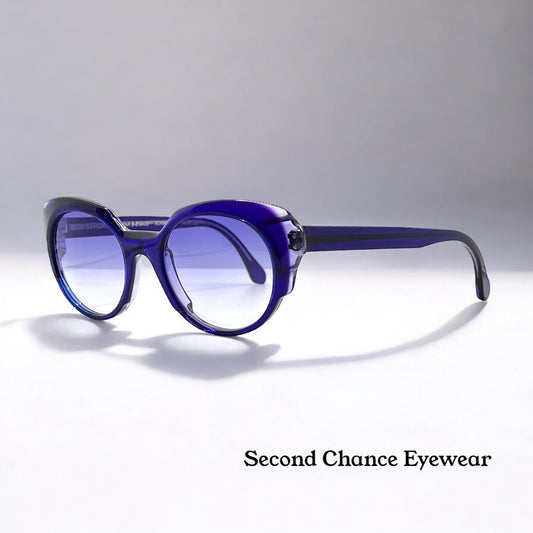 STRUKTUR “Elixir”-Purple Clear Acetate Sunglasses w/New, Custom Lavender Gradient Lenses-New/Unworn-France