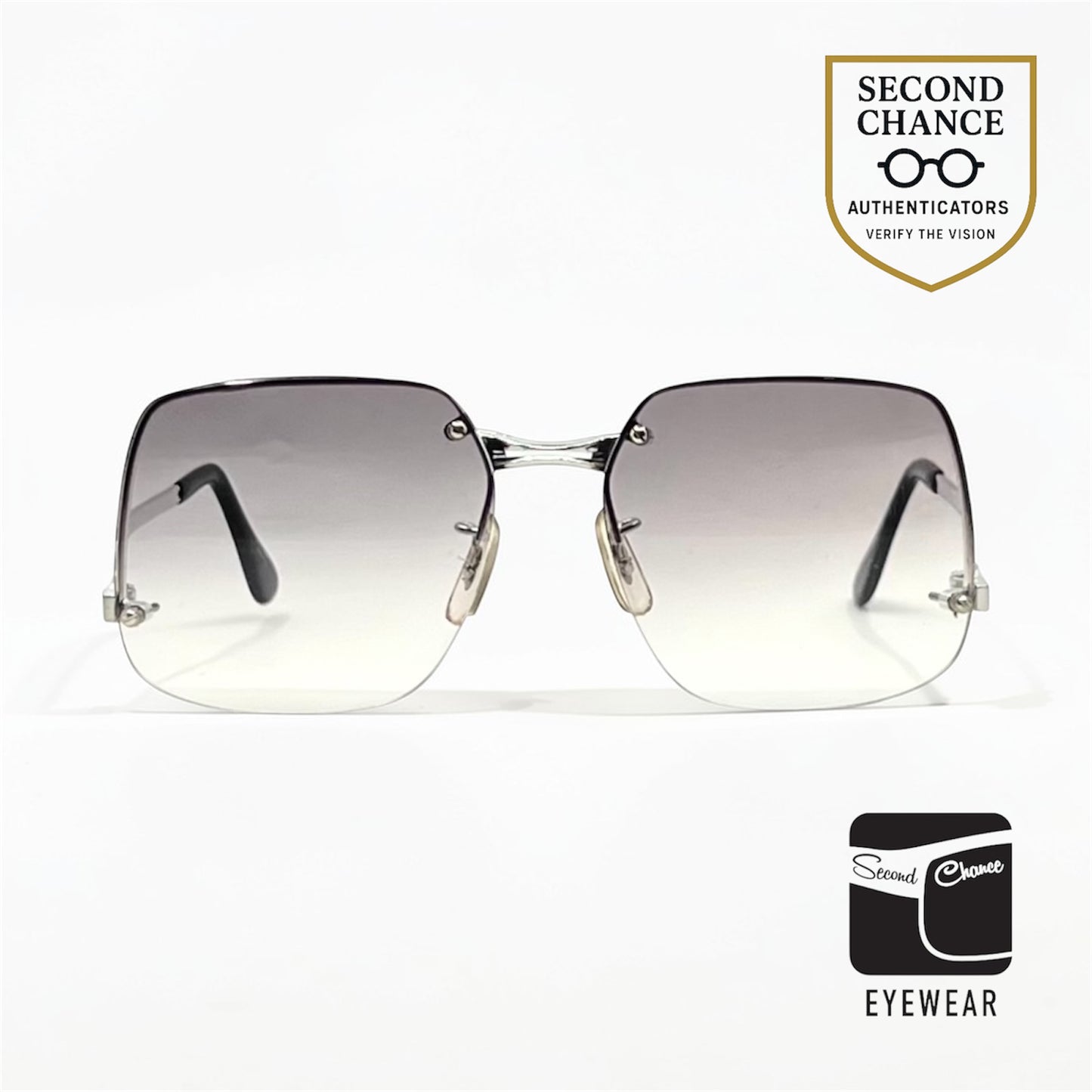PS7 CAPRICE Rimless Square VINTAGE Sunglasses-Japan-Grey Gradient-Unworn