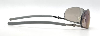 Chanel C232-7H Gray Wraparound Sunglasses Vintage Unworn Full Kit Made in Italy
