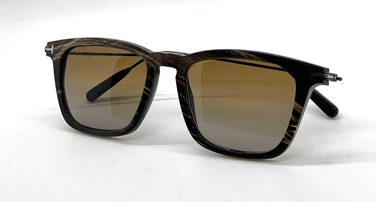 Tom Ford TF5851-P Black Horn New Zeiss Polarized Gradient Lenses Full Kit Italy